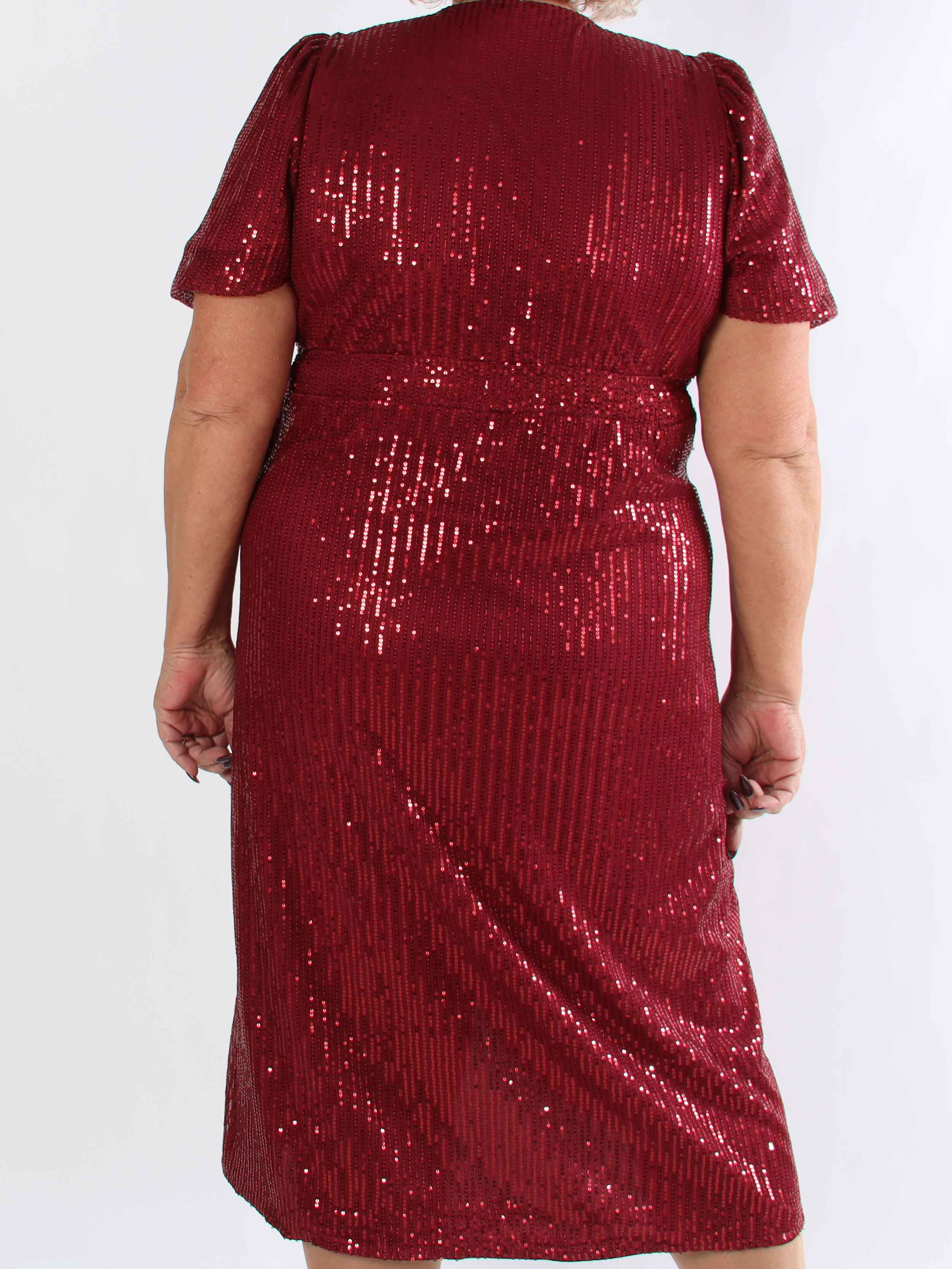 Primula Glitter - Plus size kjole i slå-om look med pailletter